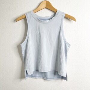 Lululemon Train to Be Tank Top Light Blue Perforated Relaxed Crop Womens